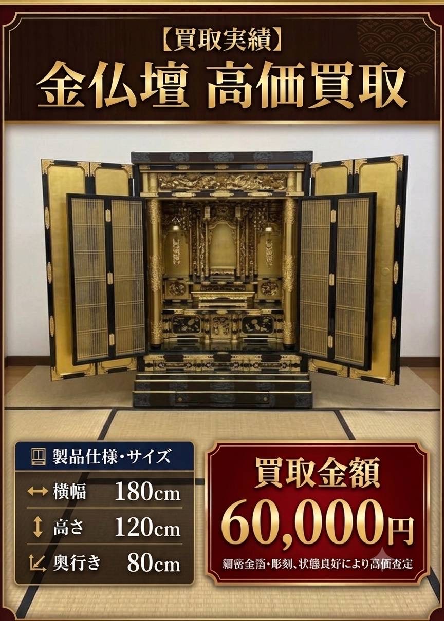 金仏壇の高価買取実績。買取金額60,000円